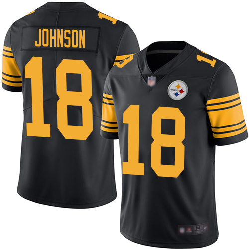 Men Pittsburgh Steelers Football #18 Limited Black Diontae Johnson Rush Vapor Untouchable Nike NFL Jersey->pittsburgh steelers->NFL Jersey